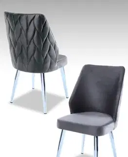 Sada židlí (4 kusy) Pufi - Grey, Chrome