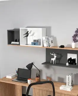 Nástěnná police Akser - Atlantic Pine, Anthracite White