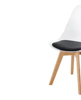 Estila Skandinávská židle Scandi s průhledným plastovým opěradlem a černým koženým sedadlem na bukových nožičkách 81 cm