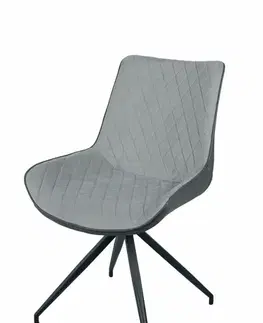 Estila Moderní kožená jídelní židle Vidar z eko kůže s černými nožičkami z kovu dvoutónová skandinávská šedá 88cm