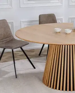Estila Moderní jídelní stůl Davidson ze dřeva kulatý hnědý dub 120cm