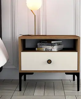 Noční stolek Lizbon Walnut Cream