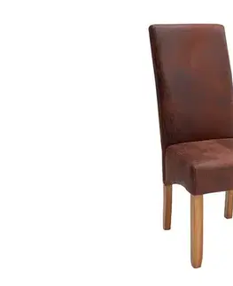 Estila Koloniální hnědá kožená čalouněná jídelní židle Valentino s vysokým opěradlem na masivních dřevěných nožičkách 110 cm