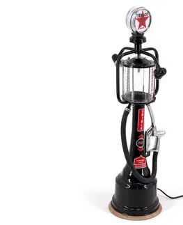Estila Designová retro stolní lampa Apoca černé barvy s dekorativní benzinovou pumpičkou 68cm