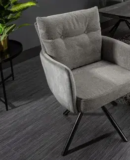 Estila Moderní otočná židle Laggan s šedými područkami a vysokým opěradlem 90cm