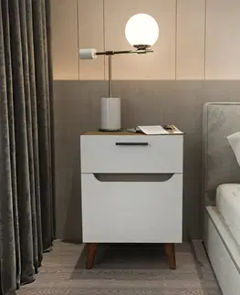 Noční stolek Losso - White, Oak