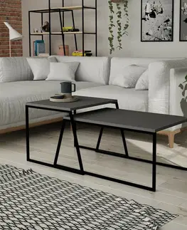 Sada konferenčních stolků Orta Black and Anthracite, 2 ks