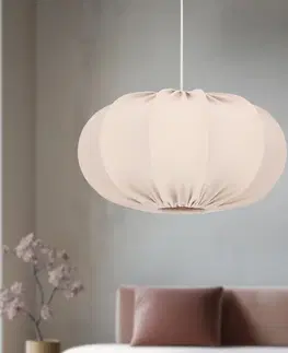 Skandinávská závěsná lampa CAFEE' s béžovým stínidlem na frappé 52 cm - minimalistické stropní osvětlení v japonském stylu E27