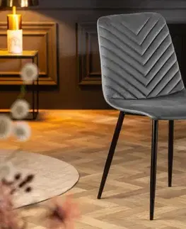 Estila Retro moderní jídelní židle Forisma s šedým sametovým potahem 87cm