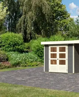 Dřevěný zahradní domek ASKOLA 3 s přístavkem 240 Lanitplast