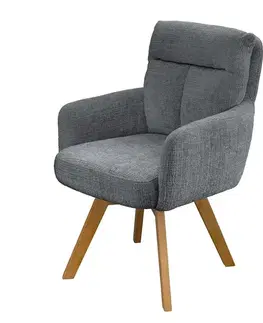 Estila Moderní designová šedá jídelní židle Dover s otočným sedátkem s opěrkami a žinylkovým potahem s hnědýma nohama 61 cm