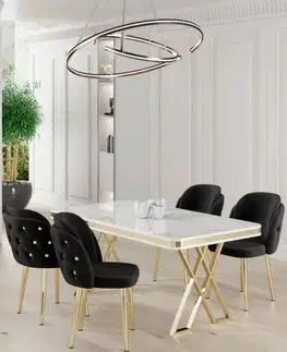 Dining Table & Chairs Set (5 Pieces) Rigel - White, Gold, Black