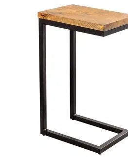 Estila Industriální příruční stolek Mango Natur z hnědého mangového dřeva a černou kovovou konstrukcí 62 cm