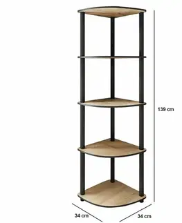 Regál Corner Oak, 5 polic