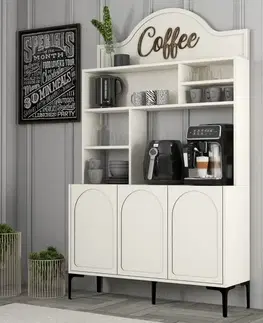 Coffee Bar Cabinet Lyon 120 - Cream, Black