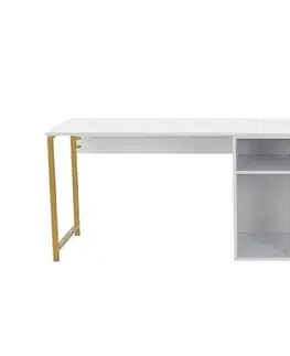Psací stůl Twin Study Desk - White, Gold