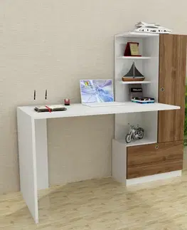 Psací stůl Merinos - White, Walnut