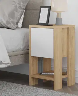 Noční stolek Ema - Sapphire Oak, White