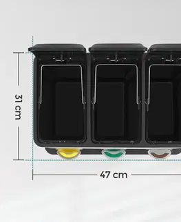 Nerezový odpadkový koš na tříděný odpad 3 × 8 l, stříbrná