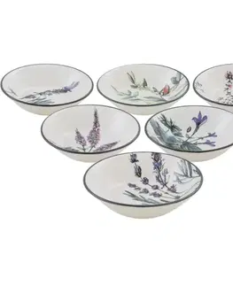 Sada 6 kameninových hlubokých talířů Herbal 18 cm