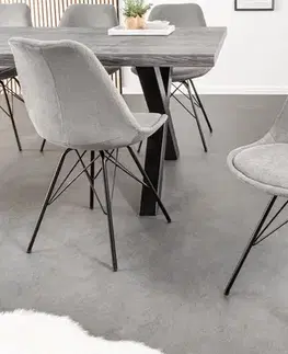 Estila Designová moderní židle Scandinavia s manšestrovým šedým čalouněním