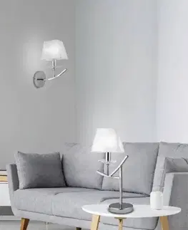 Chromová noční lampička s bílým stínidlem E14 Valencia