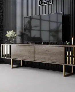 TV stolek Gold Line - Walnut, Black