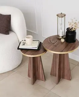 Sada konferenčních stolků Mushroom Gold and Walnut, 2 ks