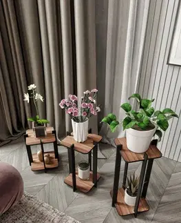 Wooden Plant Stand Flower Desk Square - Walnut