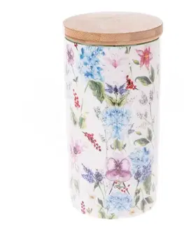 Porcelánová dóza s bambusovým víkem Flower Garden, 500 ml