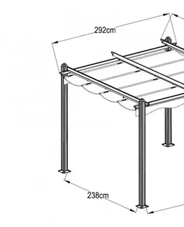 Hliníková pergola se zatahovací střechou 2,92 x 2,92 m Dekorhome