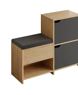 Botník Haven Shoe Bench - Oak, Anthracite