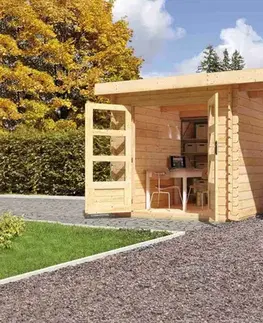 Dřevěný zahradní domek BASTRUP 2 s přístavkem Lanitplast