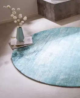 Estila Retro designový kruhový koberec Adassil tyrkysové barvy 150cm