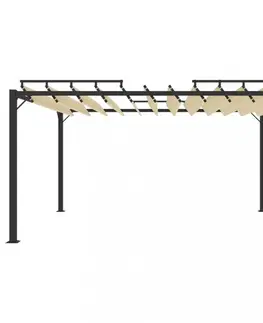 Pergola s lamelovou střechou 3 x 4 m hliník / látka Dekorhome