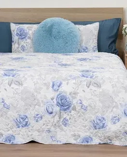 4Home Přehoz na postel Roses in blue, 220 x 240 cm + 2x 40 x 40 cm