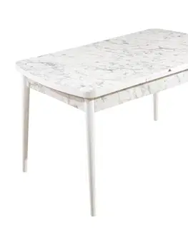 Extendable Dining Table Carrara - White, Grey