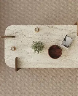 Konferenční stolek Asha Grand - Travertine, Walnut, 