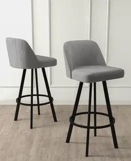 Bar Stool Set (4 Pieces) Atex - Grey, Black