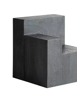 Estila Luxusní art deco geometrický masivní černý příruční stolek Cubia Nera ve čtvercovém tvaru z masivního mangového dřeva 45 cm