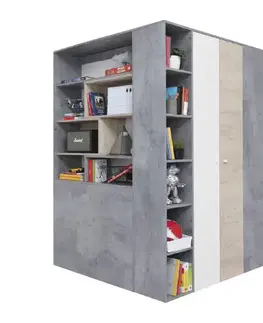 Meblar Šatní skříň SIGMA SI1 L/P Barva: beton/bílá/dub