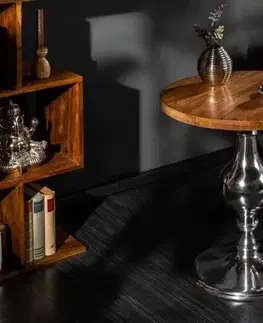 Estila Kulatý příruční designový stolek z masivu Tyne 60cm