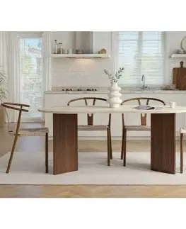 Jídelní stůl Sablin - Travertine, Milano Walnut, 