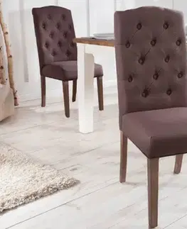 Estila Venkovská stylová jídelní židle Silloth s hnědým čalouněním a chesterfield prošíváním 104cm