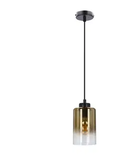 Závěsná lampa Aspra černá 1x60W E27 jantarové stínidlo
