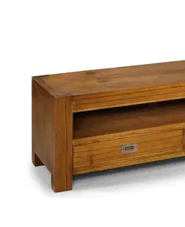 Estila Designový dřevěný TV stolek z masivního dřeva Star se třemi zásuvkami 190cm