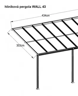 Hliníková pergola 4,35x3 m WALL 43 bílá Lanitplast