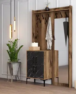 Předsíňová stěna Berlin BC - Walnut, Black Marble