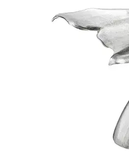 Estila Stylový art deco kovový příruční stolek Whale ve stříbrné barvě v podobě velrybího ocasu 60 cm