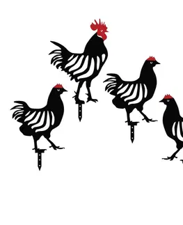Sada dekorativních kovových doplňků na zahradu Chicken Family 4
